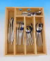 Modern Stainless Steel Flatware Set Service (unknown maker) 44 pieces Sleek