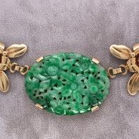 14k Yellow Gold Retro Jadeite Jade and Ruby Necklace with GIA Report (#J5666)