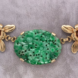 14k Yellow Gold Retro Jadeite Jade and Ruby Necklace with GIA Report (#J5666)