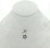 14k Gold Blue Genuine Natural Sapphire and Diamond Flower Pendant (#J4326)