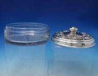 Hunt Sterling Silver Jar w/Stenciled Roses Butterfly and Chrysanthemum Lid #5319