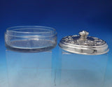 Hunt Sterling Silver Jar w/Stenciled Roses Butterfly and Chrysanthemum Lid #5319