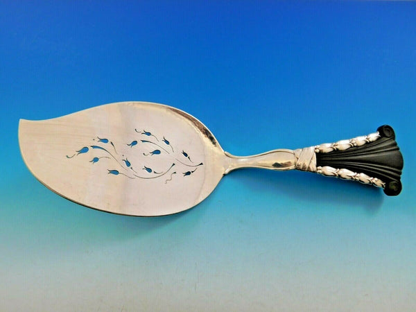 Lily of the Valley by Georg Jensen Sterling Silver Fish Server with Wood GI Mark