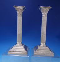 Georgian by SSWH Ltd Sterling Silver Candlestick Pair 9" x 3 1/4" (#7128)