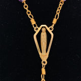 14k Yellow Gold Creed Rosary with Genuine Natural Amethyst Beads (#J5961)
