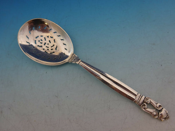 Acorn by Georg Jensen Sterling Silver Sugar Sifter Spoon pcd w/flowers 6 1/2"