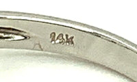 14k White Gold Three Stone Genuine Natural Aquamarine and Diamond Ring (#J279)