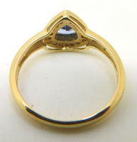 14K Gold Trillion Genuine Natural Tanzanite Ring with Diamonds (#J947)