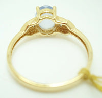 14K Gold Oval Genuine Natural Chalcedony Ring with Diamonds (#J2644)