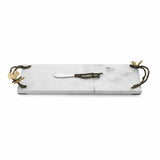 Butterfly Ginkgo by Michael Aram Marble and Brass Cheese Board with Knife - New