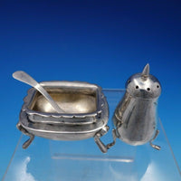 Mexican Sterling by R and R Sterling Silver Salt Dip and Pepper Set 3pc (#4447)