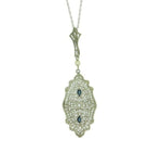 Art Deco 10k White Gold Filigree Diamond Pendant (#J4675)