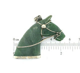 Sterling Carved Nephrite Jade Horse Pendant (#J5485)