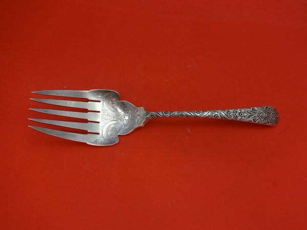 Antique Engraved by Tiffany & Co. Sterling Silver Buffet Fork Brite-Cut 5-Tines