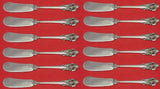 Grande Baroque by Wallace Sterling Silver Butter Spreader Flat FH Set 12 pieces