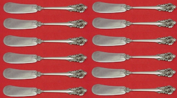 Grande Baroque by Wallace Sterling Silver Butter Spreader Flat FH Set 12 pieces