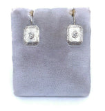 Antique 14k White Gold Genuine Natural Diamond Earrings (#J5144)