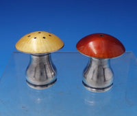 Mushroom by Ela Danish Sterling Silver Enamel Salt Pepper Shaker Set 2pc (#7234)