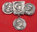 Medallion aka Etruscan aka Homeric by Shiebler Sterling Pin Bar Pin 4 Medallions
