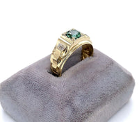 10k Yellow Gold Men's Green Genuine Natural Tourmaline Ring Jewelry (#J5646)