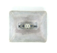 18k White Gold Art Deco .05ct Diamond Filigree Ring (#J5349)
