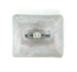 18k White Gold Art Deco .05ct Diamond Filigree Ring (#J5349)