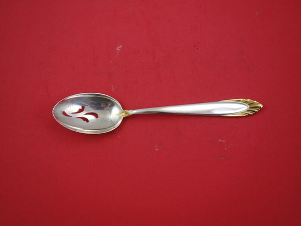 Soleil Gold By Lunt Sterling Silver Pierced Serving Spoon Original 8 3/8"