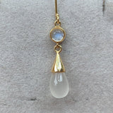 14k Yellow Gold Genuine Natural Moonstone Drop Briolette Earrings (#J5300)