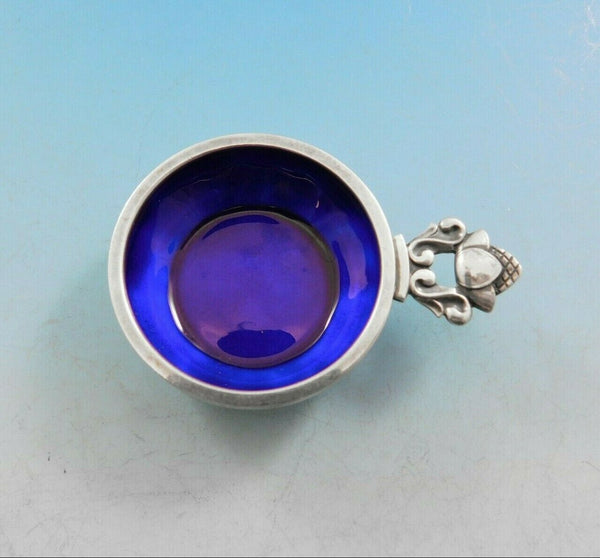 Acorn by Georg Jensen Sterling Silver Salt Dip Enameled 2" x 2 1/2" Antique