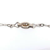 Art Deco 14k White Gold Necklace Genuine Natural Black Onyx and Diamond (#J5361)