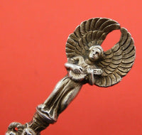 Peter Hertz Danish Sterling Silver Preserve Spoon 3-D Cast Handle w/Winged Angel