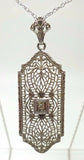 10k White Gold Pierced Deco / Filigree Pendant with Diamond (#J3509)