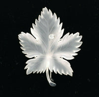 14k White Gold Carved Genuine Natural Rock Crystal Leaf Pin w/ Diamond (#J5537)