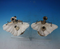 English Victorian Sterling Silver Chamber Stick Pair with Seashells (#5598)