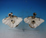 English Victorian Sterling Silver Chamber Stick Pair with Seashells (#5598)