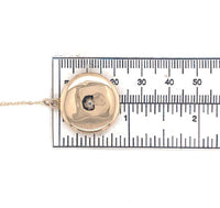 14k Gold Victorian Round Locket w/ Genuine Natural Diamond on 14k Chain (#J6520)