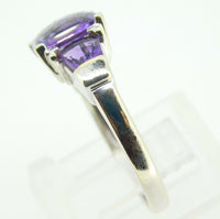 14k White Gold Ring with Three Specialty Cut Genuine Natural Amethysts (#J4285)