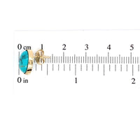 14k Yellow Gold 4.02ct Genuine Natural Kingman Turquoise Stud Earrings (#J6109)