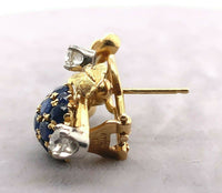 18k Gold Antique Genuine Natural Sapphire and Diamond Blackberry Earrings #J5433