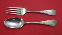 Vanderslice Coin Silver Junior Set 2pc Bright-Cut "George" Mono (Fork and Spoon)