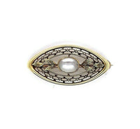14k Yellow Gold Victorian Genuine Natura Moonstone Pin w/Applied Leaves (#J5472)