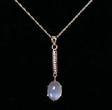 10k Yellow Gold Victorian Moonstone and Seed Pearl Lavaliere Jewelry (#J5627)
