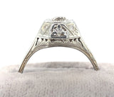 18k White Gold Art Deco Filigree .35ct TW Genuine Natural Diamond Ring (#J5945)