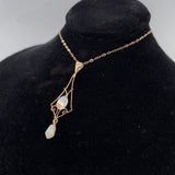 10k Yellow Gold Moonstone Lavaliere Pendant Jewelry (#J5638)