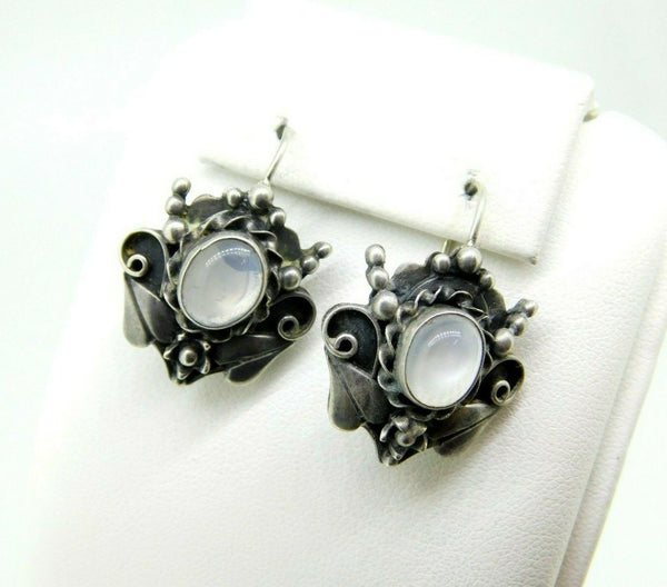 Sterling Arts and Crafts Genuine Natural Moonstone Earrings (#J5018)