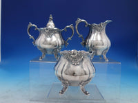 Baroque by Wallace Silverplate Tea Set 6 Piece Kettle On Stand Vintage (#6718)