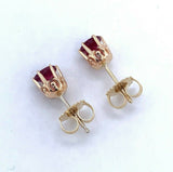 10k Gold 1.05ct TW Genuine Natural Ruby Stud Earrings with 14k Posts (#J5139)