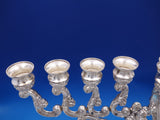 Judaica by Unknown Sterling Silver Hanukkah Menorah 9 lights Ornate Footed #7083