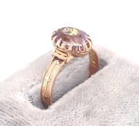 14k Yellow Gold Victorian Genuine Natural Amethyst Rose of Sharon Ring (#J6142)
