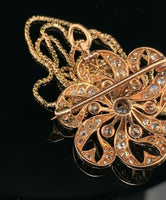 14k Gold 1.5 Carat Mine Cut Genuine Natural Diamond Rosette Pin Pendant (#J5458)
